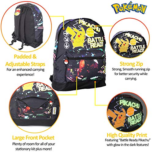 Pokémon Mochila Escolar Para Niño Que Brilla En La Oscuridad, Mochilas Juveniles Con Diseño Pikachu y Asas Ajustables, Bolsa Para El Colegio Universidad Deportes, Regalos Para Niños Niñas