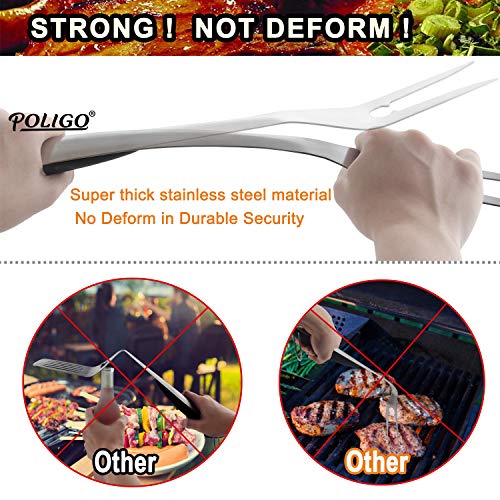 POLIGO 19 Piezas Set Barbacoa Utensilios con Estuche de Aluminio para Camping - Prima Extra Grueso Acero Inoxidable Kit Barbacoa Accesorios Parrilla Navidad cumpleaños para Hombres