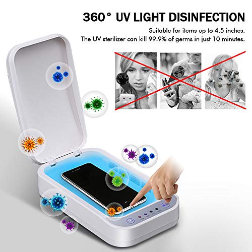 Popglory UV Esterilizador, Caja de Desinfección con Función Aromaterapia, Desinfectante para Teléfonos, joyas, Relojes, Gafas, Máscaras, sterilizadora Multifuncional Regalo (Blanco)