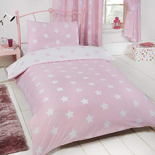 Price Right Home - Juego de funda de edredón y funda de almohada, diseño de estrellas, color rosa y blanco