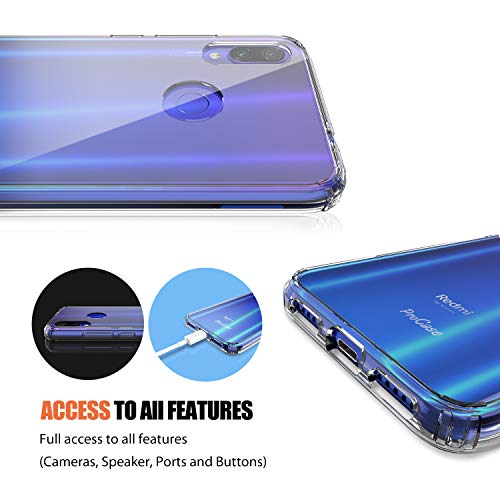 ProCase Funda Transparente Rígida Xiaomi Redmi Note 7/Note 7 Pro/Note 7S, Carcasa Dura Híbrida Ultra Fina con Marco Biselado Borde Antideslizante, Estcuhe Plástico Antigolpes Antiarañazos