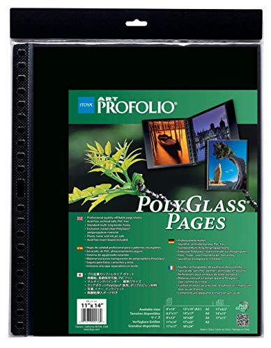 ProFolio by Itoya, Art ProFolio PolyGlass, paquete de 10 páginas de recambio para carpetas de anillas múltiples, 13 x 19 pulgadas