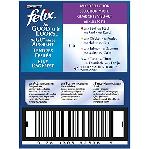 Purina Felix Fantastic comida para gato surtido variado Pack 44 x 100 g