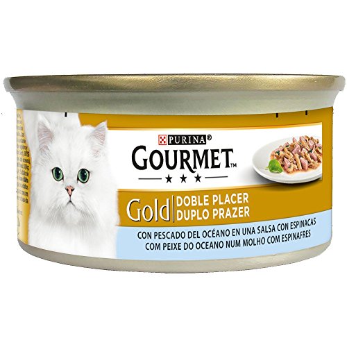 Purina Gourmet Gold Doble Placer - Comida para Gatos Adultos de Pescado del Oceano, 85 g, Pack de 24 Unidades