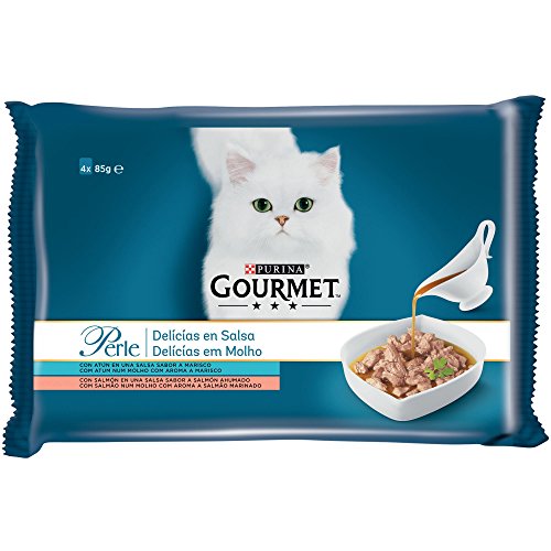 Purina Gourmet Perle Delicias en Salsa comida para gato con Salmon y Atun 12 x [4 x 85 g]