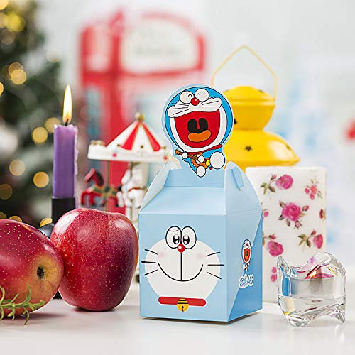 Qemsele Cajas De Fiesta Bolsas de cumpleaños, 20Pcs Regalo Cajas, Cajas de Caramelo Tema reutilizable Bolsas de Fiesta bolsas para cumpleaños niños la fiesta favorece la bolsa bolsas fiesta (Doraemon)