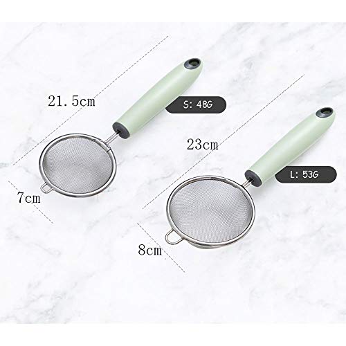 QLSN Colador Acero Inoxidable Malla Fina, Tamizar Tamices Strainer Pasta Colander Cocina Cedazos,Filtro Tamiz Jugo De Leche De Soja Kitchen Home Mini Cuchara para Fugas 2Pcs. L