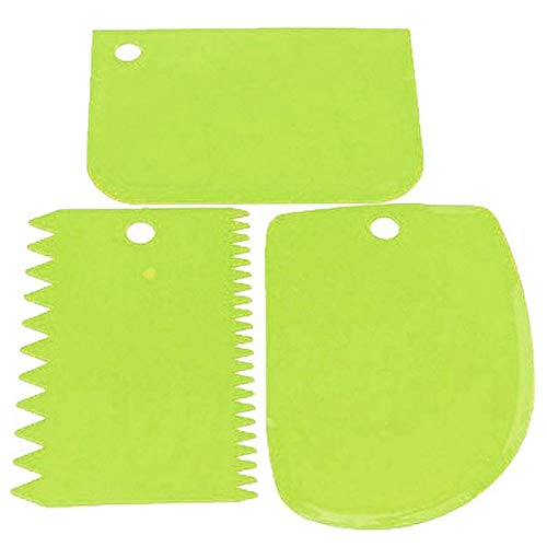 Raspador de Borde Recto - Rascador de Crema de Borde de Dientes Irregulares duraderos Espátulas de plástico para Hornear Pastel Reutilizable Herramientas de decoración de Pastel más Suaves - Verde