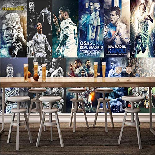 Real Madrid Football Team C Ronaldo Football Theme Mural 3D Photo WallPaper Club Training Camp Industrial Decor Wall Paper