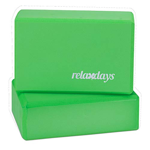 Relaxdays Pack de 2 Bloques de Yoga, Adultos Unisex, Verde, 8 x 23 x 15 cm