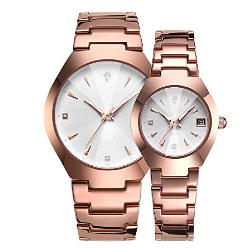 Reloj para Parejas Calendario Impermeable Reloj para Hombres De Negocios Reloj con Banda De Acero para Mujeres Reloj para Estudiantes Tendencia Fideos de Concha de Rosa de Oro Rosa para Mujeres 6#