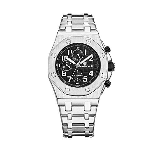 Relojes De Pulsera,Reloj Mecánico Automático_Kimsdun Reloj para Hombre Reloj Automático De Venta Al por Mayor De Tres Ojos Superficie Negra Plateada