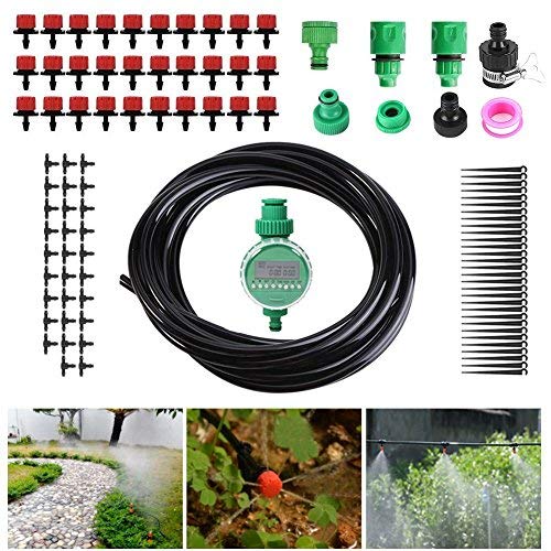 Riego Jardin Kit de Riego por Goteo Automático DIY Ahorra de mano de obra y Agua para Irrigación los Cama de Flores Jardín Paisajes Patio Plantas