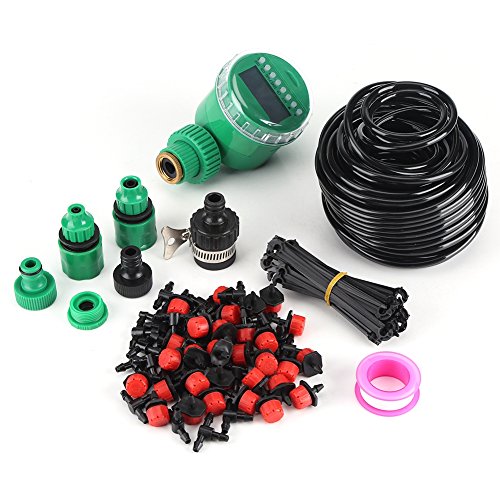 Riego Jardin Kit de Riego por Goteo Automático DIY Ahorra de mano de obra y Agua para Irrigación los Cama de Flores Jardín Paisajes Patio Plantas