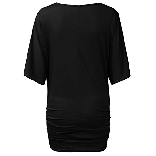 ROVNKD – Camiseta de algodón para mujer, con cuello en V, media manga Negro
 XXL