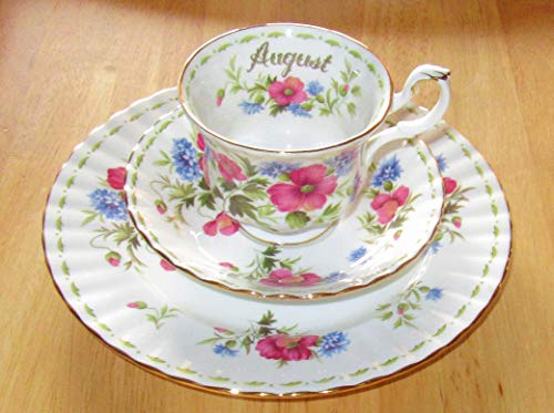 Royal Albert Poppy August - Juego de tazas de café (3 unidades), diseño de Bone China