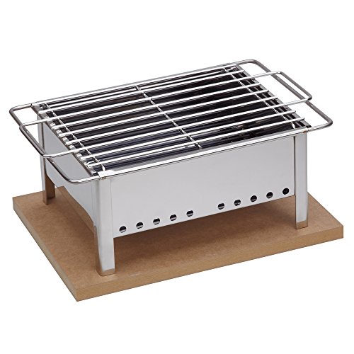 Sauvic 02908 Barbacoa SOBREMESA 25X20 18/8, Acero Inoxidable, 34.50x22.00x13.50 cm