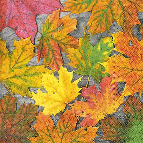 Servilletas (Conjunto de 2 paquetes / 40 Unidades) de 3 capas y 33x33 cm Motivo Otoño Hojas de Arce Maple Leafs