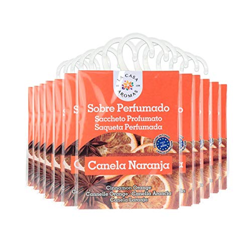 Set de 12 Sobres Perfumados, Bolsitas Aromáticas de Canela Naranja, Saquitos para el Armario, Cajón, Ropa de Bebé, Zapatero, Maleta