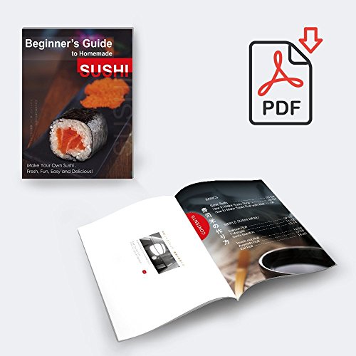 Set de 9 utensilios de bambú para hacer sushi, con 2 alfombrillas, 5 pares de palillos, espátula y esparcidor, guía para principiantes (PDF) (idioma español no garantizado)