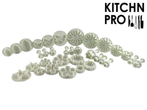 Set Moldes Cortador KitchnPro - 33 piezas - para las Decoraciones de Fondant, Pasta de Azúcar, Pasta de Goma, Mazapán de Pasteles y Dulces - con Formas y Tamaños Diferentes.