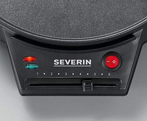 Severin CM 2198 Crepera, Incl. Espátula y Volteador de Crepes de Madera, 1.000 W, 1000 W, De plástico, Negro