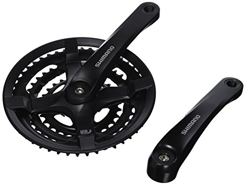 Shimano 6550 Tourney - Plato y biela de aluminio para bicicleta (170 mm, 48 / 38 / 28 dientes, con anillo protector de cadena), color negro