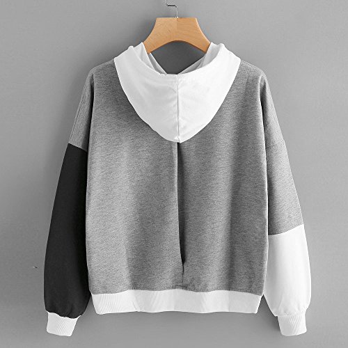 SHOBDW Liquidación Venta Letras de Las Mujeres Imprimir Patchwork Sudadera con Capucha Sudaderas con Capucha Blusa Otoño Ganador de Manga Larga con Capucha（Gris,S