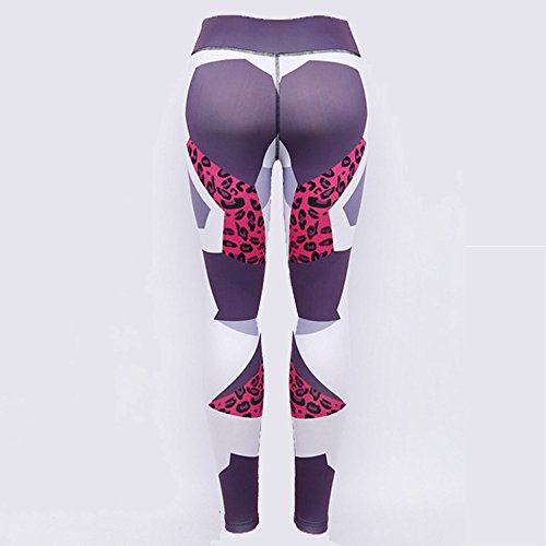 SHOBDW Mujeres Deportes Yoga Estampado de Leopardo Colorido Entrenamiento Gimnasio Fitness Push Up Leggings Mallas de Correr Medias de Cintura Alta Mono Pantalones Deportivos(Rojo,XL)