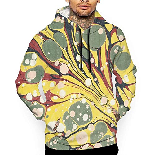 Shotngwu Men's Marbled Paper Texture Art 3D Sudadera con Capucha Estampada con Sudadera con Capucha Casual con Bolsillo