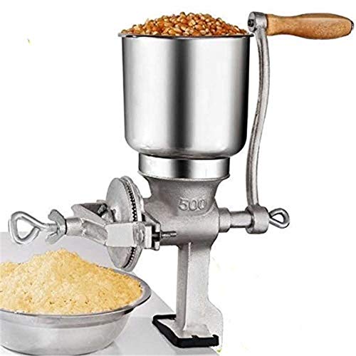 Shwk herramienta manual de molienda de grano de maíz hecha a mano con tolva grande, maíz ajustable, café, etc. Adecuado para restaurantes, cocinas comerciales, panaderías, cocineros caseros.