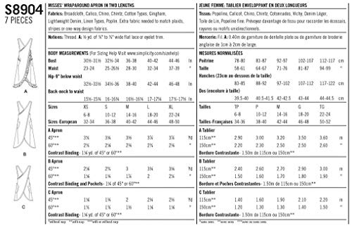 SIMPLICITY S8904 - Patrones de costura para delantal de mujer, papel, color blanco