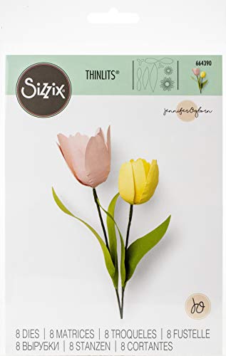 Sizzix Set de Troqueles Thinlits 8 pzas 664390 Tulipán by Jennifer Ogborn, Multicolor, Talla única