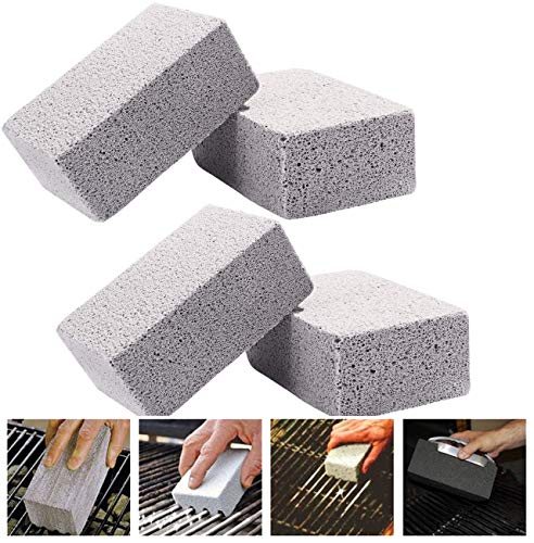 Slosy Piedra Limpieza Barbacoa Pack 4 Bloque para Parilla Ladrillo Limpiador de Plancha Reutilizable Esponja Pómez Gris Accesorios Cocina Limpiador Desinfectante Utensilios Barbacoas