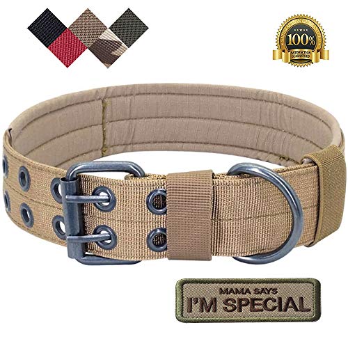 S.Lux - Collares tácticos para perros, nailon militar ajustable con hebilla de metal en D para entrenamiento de perros, colección de collares de martingala clásicos de color sólido