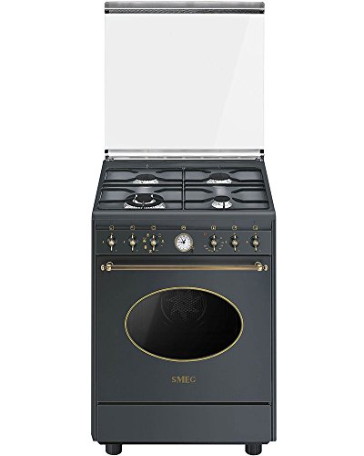 Smeg CO68GMA8 Independiente Encimera de gas A Antracita - Cocina (Cocina independiente, Antracita, Giratorio, Parte superior delantera, Encimera de gas, Extragrande)