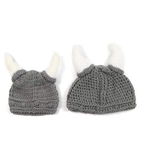 Snner Los Niños Pequeños De Viking Gorro De Lana Hechos A Mano Beanie De Toro Casquillo Que Hace Punto Wrap para Niños Niñas