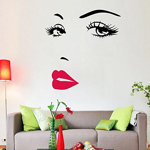 SODIAL Pegatina de Pared Decoracion de casa de Vinilo Figura de Labios Rojos de Belleza Calcomania de Patron Pintado