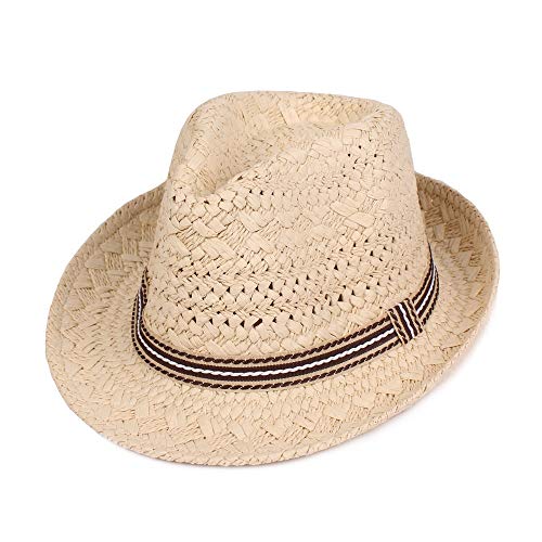 Sombrero de paja de los hombres Sombrero de paja para hombre Sombrero Fedora Sombrero de verano Sombrero de golf para solárium Sombrero de golf ajustable y empacable Ajustable 55-60 CM Sombrero de paj