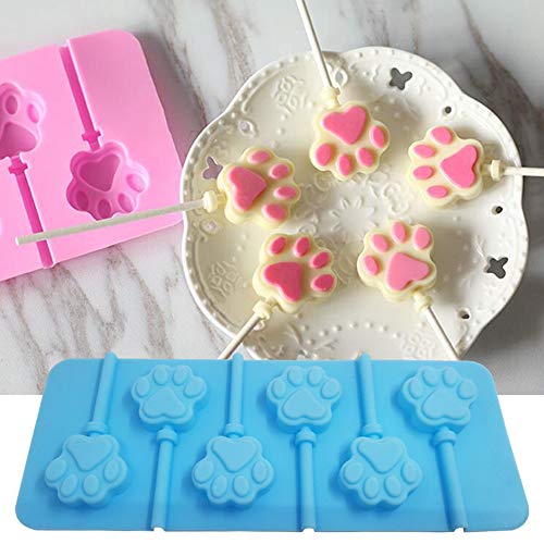 Sonku - Moldes para piruletas de 6 cavidades, molde de silicona para chocolate, caramelos duros con 18 varillas de ventosa, color rosa, azul y verde