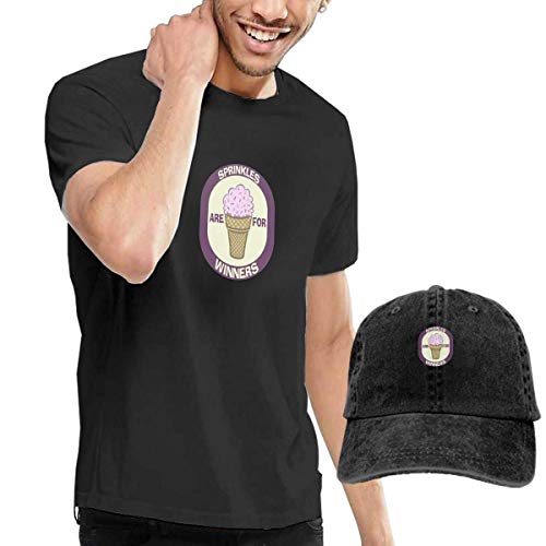 SOTTK Camisetas y Tops Hombre Polos y Camisas, Sprinkles Are for Winners Men's Short Sleeve T Shirt & Washed Adjustable Baseball Cap Hat