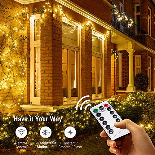 SPECOOL Luces Guirnalda Cadena de Luces USB 300 LED Jardín USB Cargada,Impermeable IP65, Alambre de Cobre Luces Interiores Blancas de Exterior para Bodas Decoracion, Navidad, Fiesta (99 ft / 30 m)