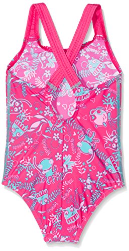 Speedo Seasquad Allover de 1 Pieza Traje de Baño, Bebé-Niñas, Rosa (Vegas/Salpicadura), 3YRS