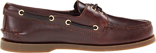 Sperry Top-Sider - Zapatillas para hombre de piel auténtica, 2 ojales, suela de goma sin marcar, Marrón (Amaretto), 6 D(M) US