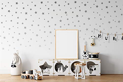 StickerDeen | Pegatinas de estrella de plata para guardería, decoración extraíble Peel & Stick Wall Art Vinilos de vinilo | (166 unidades)