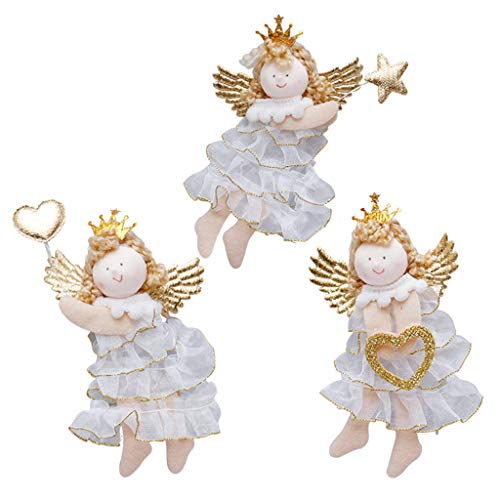 Supefriendly Ángel Adorno de muñeca, muñeca Linda ángel de la Estrella de Navidad del Corazón Colgante de la Navidad del Ornamento decoración del hogar