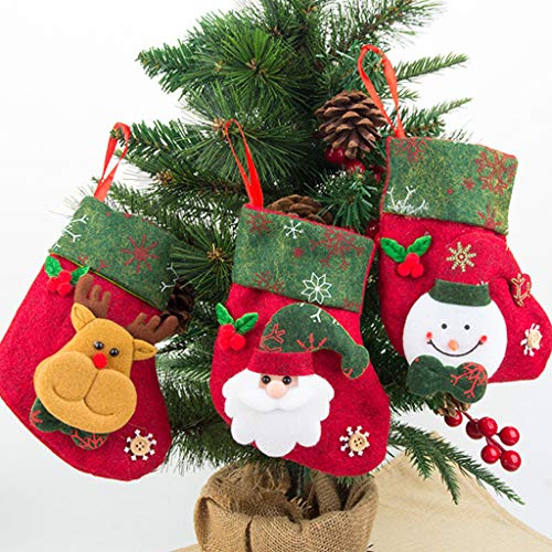 Supefriendly Decoraciones de Navidad Chucherías, Mesa de Medias de Navidad la celebración de Santa de la Historieta Que cuelgan Calcetines rústico