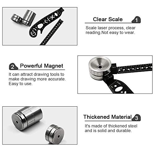 TANCUDER Regla de Dibujo Multifunción Herramienta de Dibujo Versátiles Todo en 1 Regla Curva Metal Utensilio de Dibujo Brújula Transportador de Ángulos para Diseñadores Artistas Arquitectos Estudiante