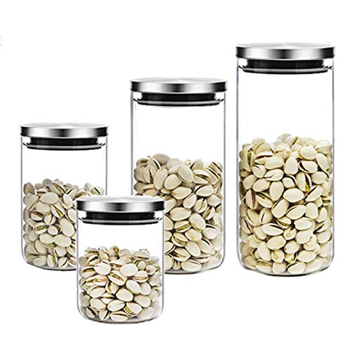 Tarros de almacenamiento de vidrio Recipientes de almacenamiento con sello de silicona de borosilicato para mermelada, pasta, espagueti, té, café, galletas, bocadillos, harina, 1320ml-44oz