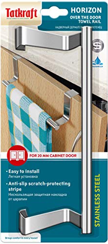 Tatkraft Horizon Toallero para Puertas, Colgador de Paño de Cocina y Baño, Acero Inoxidable